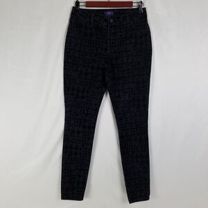 NYDJ Pants Womens 2 Black Houndstooth Mid‎ Rise Super Skinny Jegging W28 x L30
